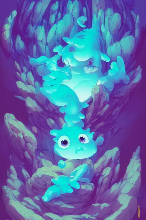 Image similar to smurf ghost creature animal sushi cristal very big eye roots cactus elemental flush of force nature micro world fluo fishscale, behance hd by jesper ejsing, by rhads, makoto shinkai and lois van baarle, ilya kuvshinov, rossdraws radiating a glowing aura global illumination ray tracing hdr