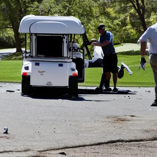 Prompt: scene of golf cart accident