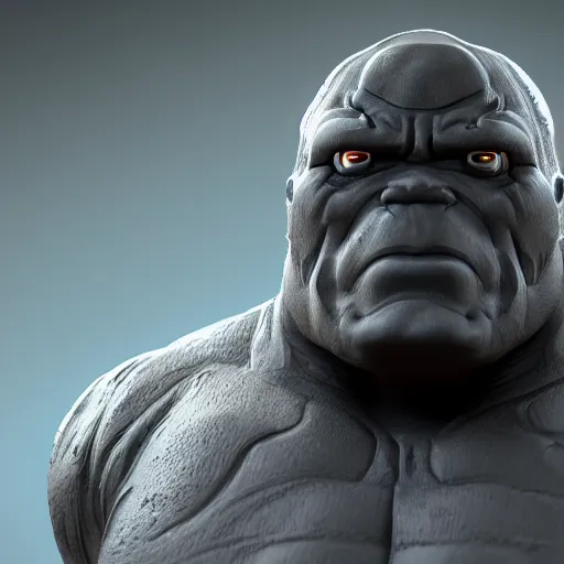 Image similar to hyperdetailed 3 d cartoon render of cartoon darkseid in a confident expressive pose, cartoon eyes, exaggerated facial features, cute cartoon style, white background, low angle shot, cinematic studio lighting, studio quality, octane render, unreal engine 5, trending on artstation, art by sebastian jm, 8 k