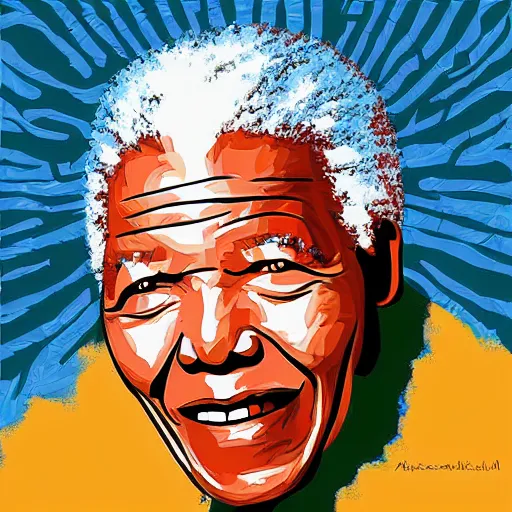 Prompt: “Nelson Mandela, portrait, digital painting”