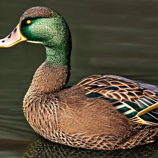 Prompt: mallard wearing a gold necklace