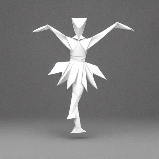 Image similar to origami dancer in white paper, 3 d render, ultra - detailed, on white background, studio shot