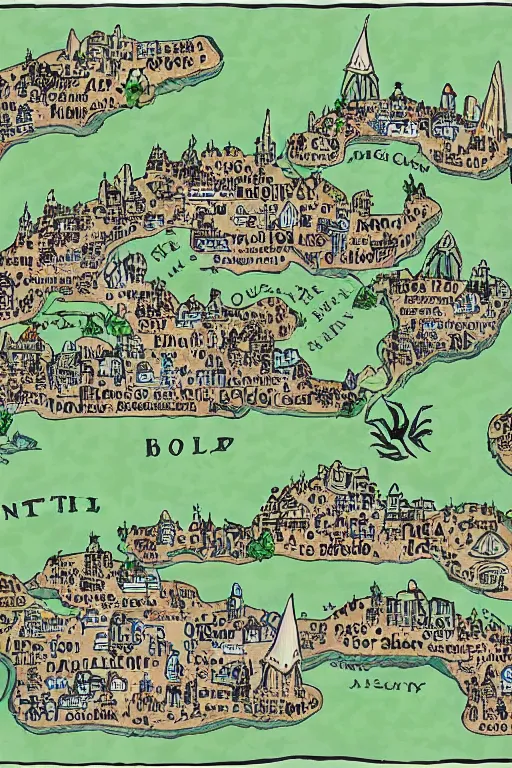 Prompt: map of fictional city called antareth city with gang map