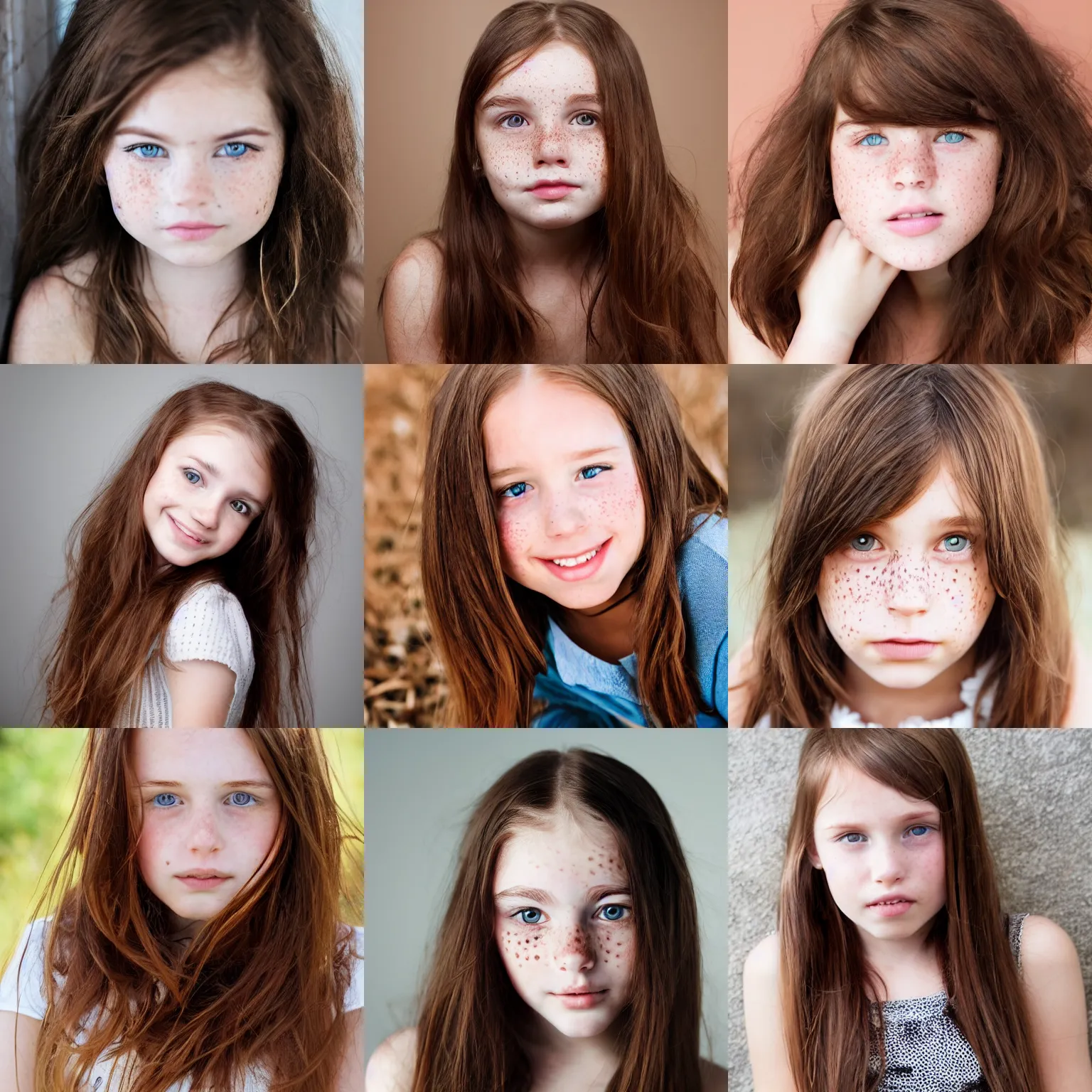 Prompt: a beautiful young girl with brown hair and freckles