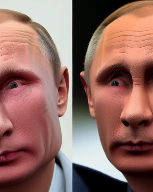 Image similar to vladimir putin transformed into a rabbit man, hyperreal, metamorphosis