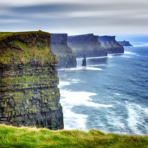 Prompt: portrait of william sheen by davinci watching over the cliffs of moher, high definition, golden ratio