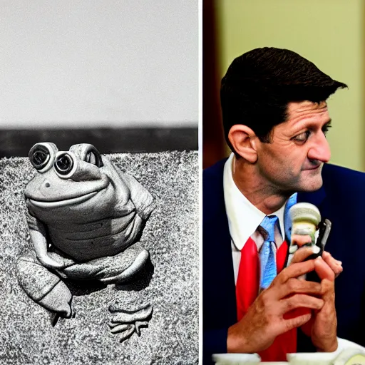 Image similar to Former House Speaker Paul Ryan turned into a toad. CineStill