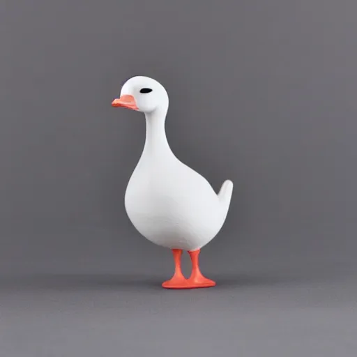 Image similar to Anthro goose in a white tuxedo, vinyl toy figurine