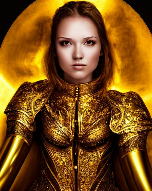 Prompt: airbrush portrait of woman in shining golden armor, high production value, intricate details, high resolution, hdr, high definition, masterpiece, realistic, ultrarealistic, highly detailed, hd, sharp focus, non blurry, sharp, smooth
