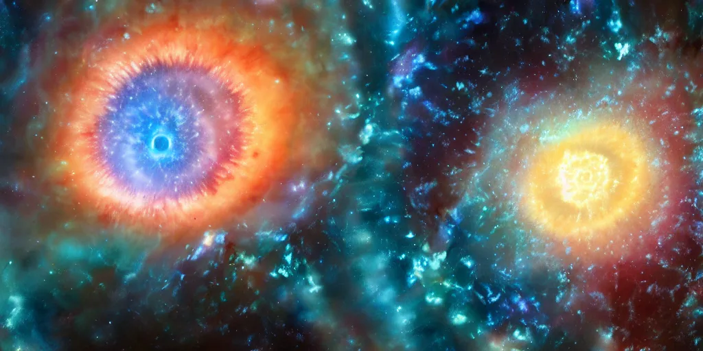 Image similar to a marble with the helix nebula inside it, glowing, intricate particles, hyper detailed, photorealistic, unreal engine, octane render, 8 k,