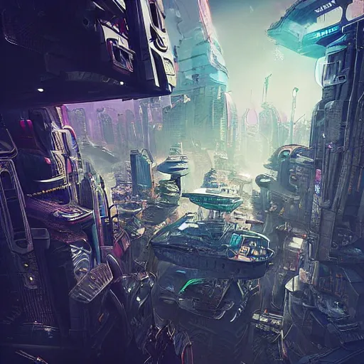 Image similar to “ a girl looking down on a futuristic city, ghostpunk, very detailed, trending on artstation ”