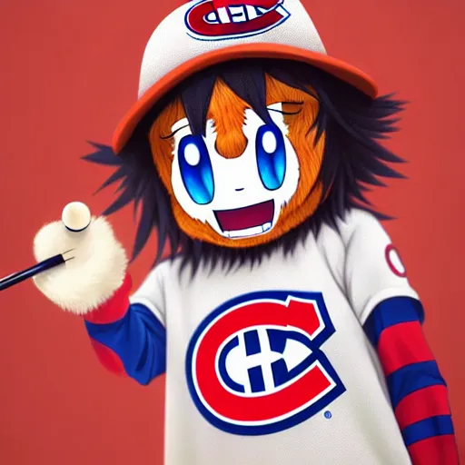 Image similar to anime Portrait of Youppi the Habs Montreal Canadiens Mascot as a very cute powerful and friendly pokemon, highly detailed anime, smooth, sharp focus, dynamic lighting, intricate, trending on ArtStation, illustration pokemon, art by WLOP