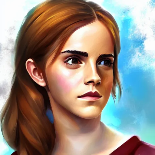 Prompt: Emma Watson as a legend in League of Legends. Digital Painting