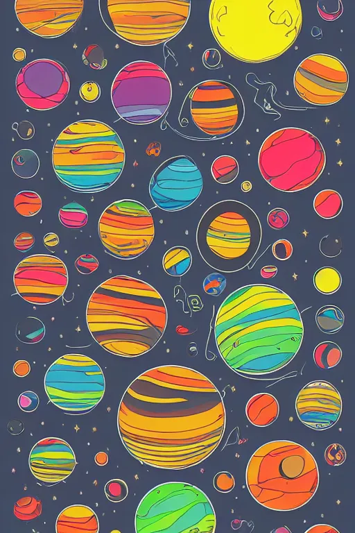 Image similar to Pug as a planet, sticker, colorful, illustration, highly detailed, simple, smooth and clean vector curves, no jagged lines, vector art, smooth