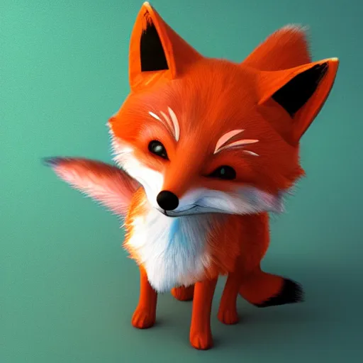 Image similar to kawaii fox, rendered in Octane, 8k