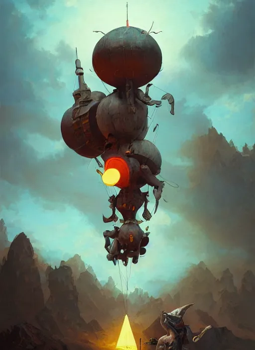 Prompt: donkey carrying a giant nuclear bomb, peter mohrbacher, denis sarazhin, beeple, greg rutkowski, tomasz alen kopera, vibrant colors, highly detailed, dramatic lighting, 8 k, trending on artstation, very coherent