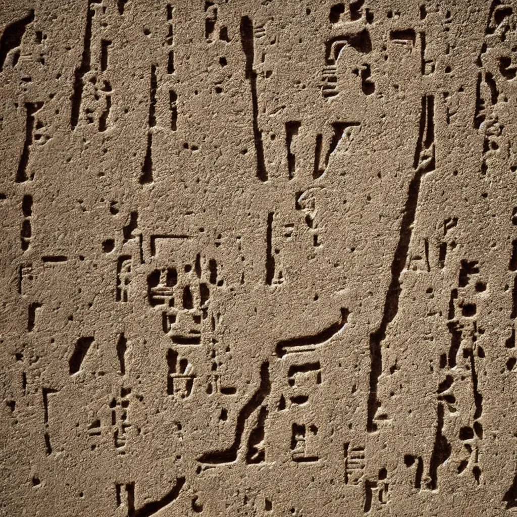 Image similar to egyptian emojis from 6 5 4 bc carved on slab of stone