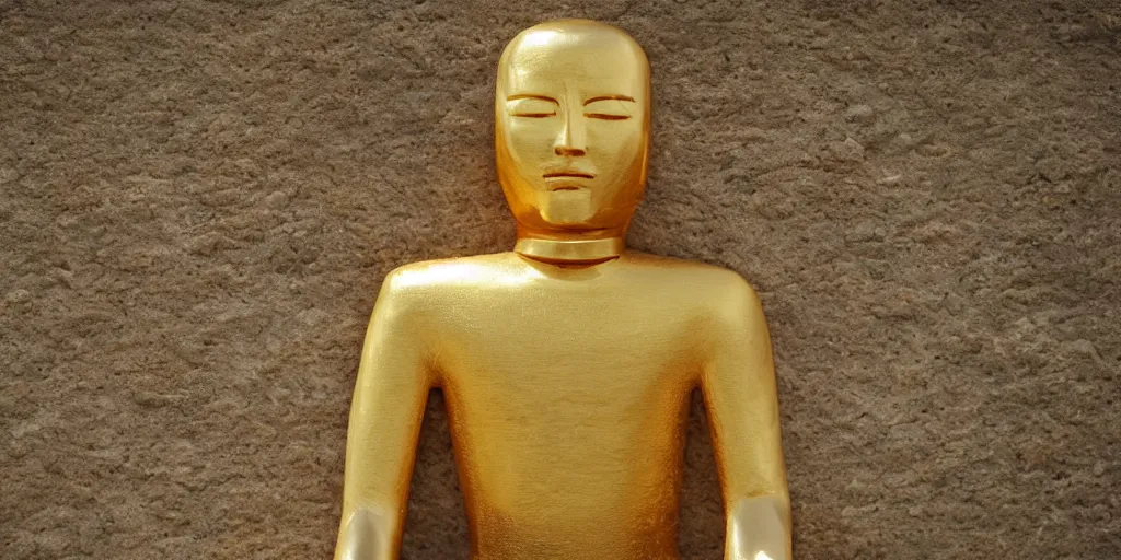 Prompt: golden faceless man in meditation position