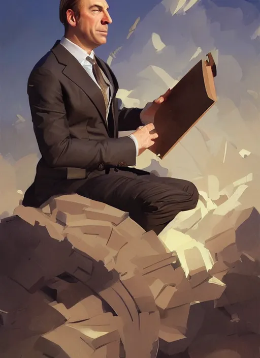 Image similar to portrait of saul goodman, lawyer clothing, painting by sargent and leyendecker, asymmetrical, intricate, elegant, matte painting, illustration,, by rhads, by greg rutkowski, by greg tocchini, by james gilleard, by joe fenton