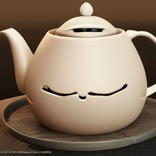 Image similar to fat cat shaped teapot, final fantasy merchandise, highly detailed, octane render, ray tracing, ambient occlusion, trending on artstation, 8 k