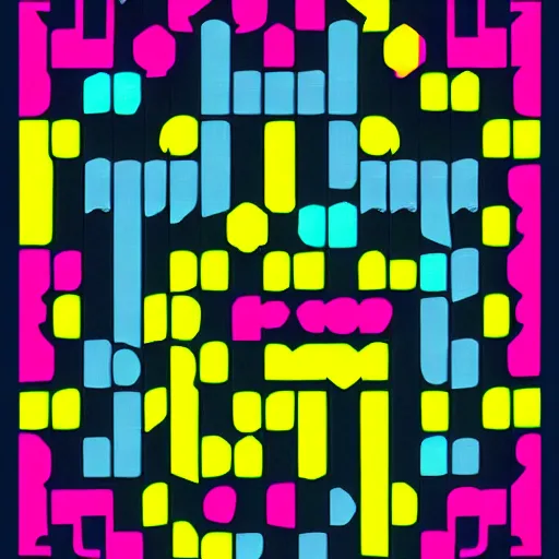 Image similar to Conway's Game of Life poster in neon style