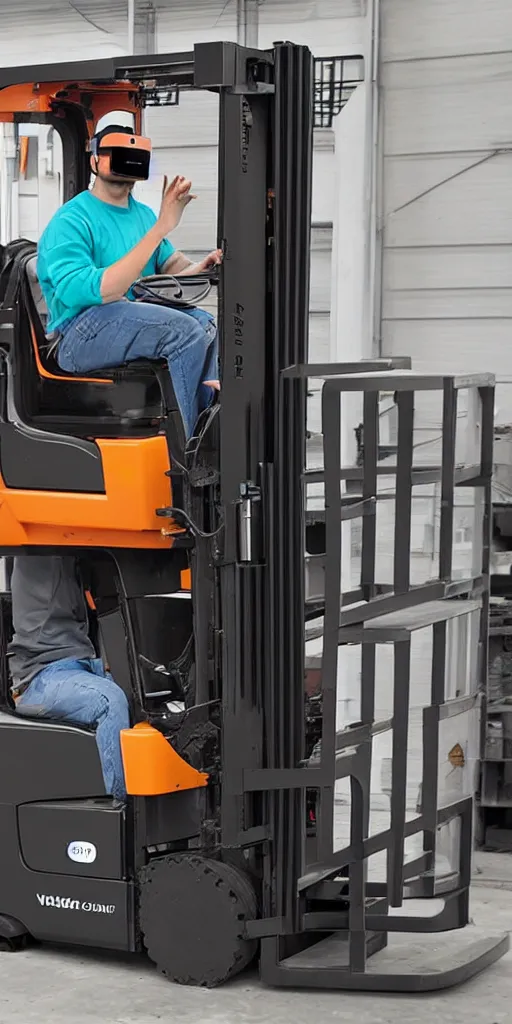 Image similar to forklift operator with a vr headset