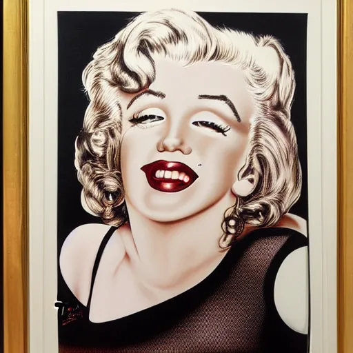 Image similar to portrait of Marilyn Monroe in the seven year itch, painted by Trevor brown