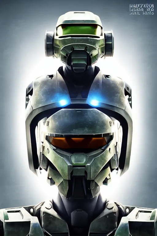 Image similar to robot ninja mask helmet halo master chief radiating a glowing aura global illumination ray tracing hdr fanart arstation by ian pesty and katarzyna da bek chmiel