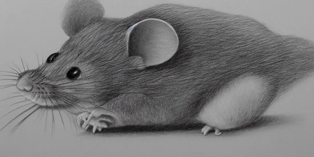 Image similar to a beautiful pencil drawing of exactly one!!!!! cartoon mouse; masterpiece; extremely highly detailed; ultra-realistic; trending on artstation