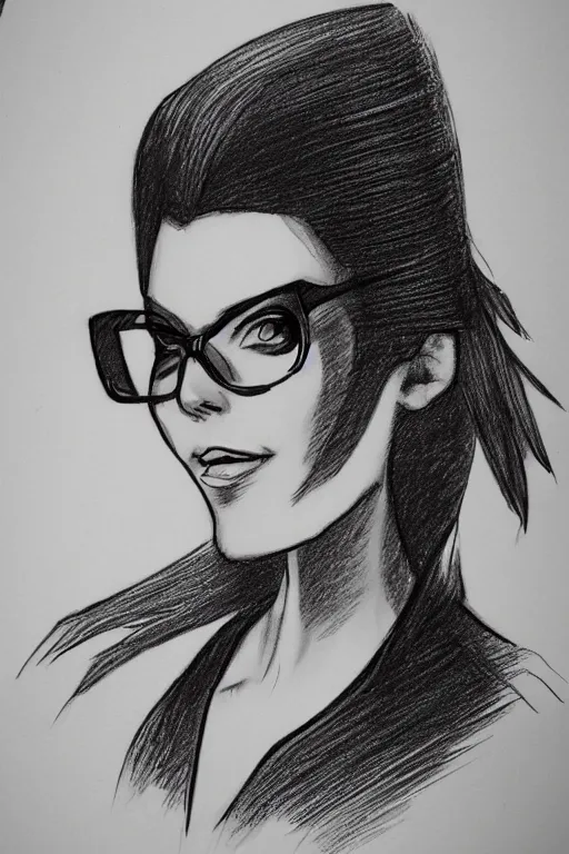 Prompt: Sketch portrait of fully clothed Bayonetta in the style of Da Vinci