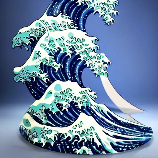 Image similar to ( ( ( the great wave ) ) ), by nick park, aardman, claymation, made of clay, three - dimensional clay sculpture, realistic claymation, clay 3 d sculpture