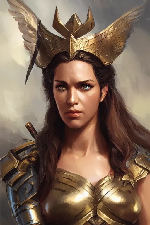 Image similar to amazon valkyrie athena, d & d, fantasy, portrait, highly detailed, headshot, digital painting, trending on artstation, concept art, sharp focus, illustration, art by artgerm and greg rutkowski and magali villeneuve