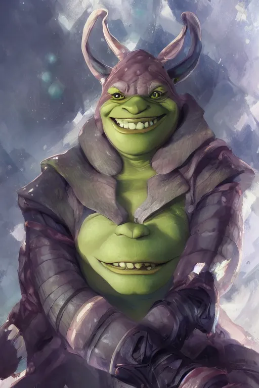 Image similar to An anime portrait of sherk , by Stanley Artgerm Lau, WLOP, Rossdraws, James Jean, Andrei Riabovitchev, Marc Simonetti, and Sakimichan, tranding on artstation