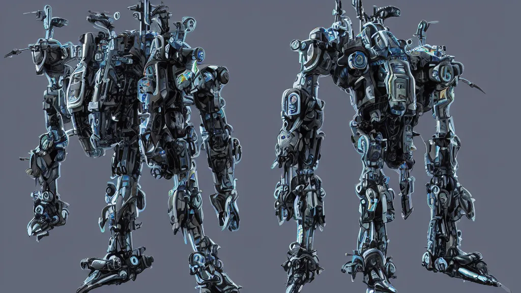 Prompt: front view mech body armor, mech scifi art design mecha concept future tech cannon conceptart, symmetry, highly detailed