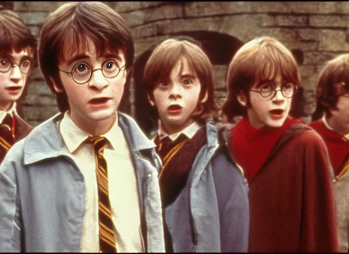 Image similar to film still of Harry potter in 1971