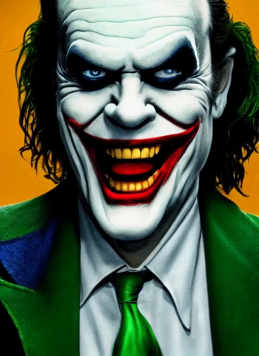 Image similar to film still of jack nicholson as joker in the new joker movie, 4 k