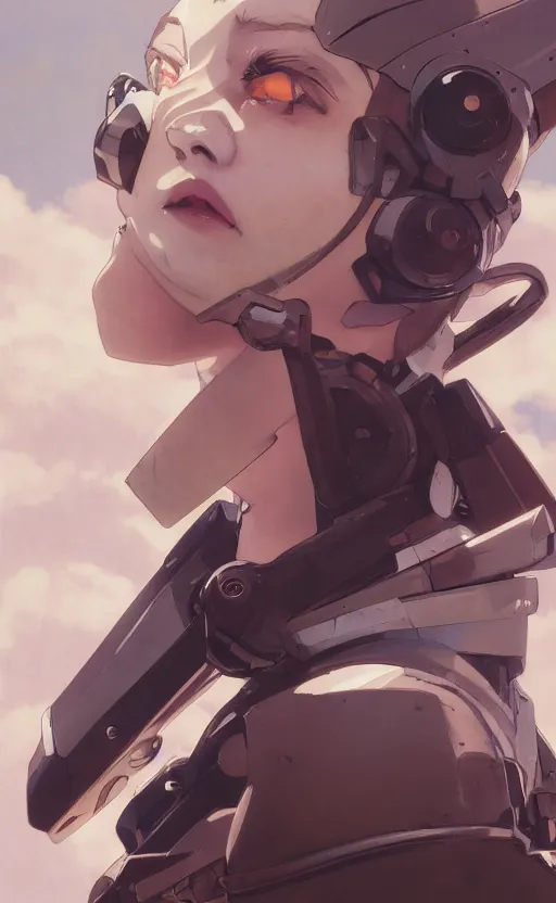 Image similar to a girl, fused mecha parts, vintage clothing, anime style, short hair, hair down, symmetrical facial features, from arknights, hyper realistic, 4 k, rule of thirds, extreme detail, detailed drawing, trending artstation, hd, d & d, realistic lighting, by alphonse mucha, greg rutkowski, sharp focus, backlit