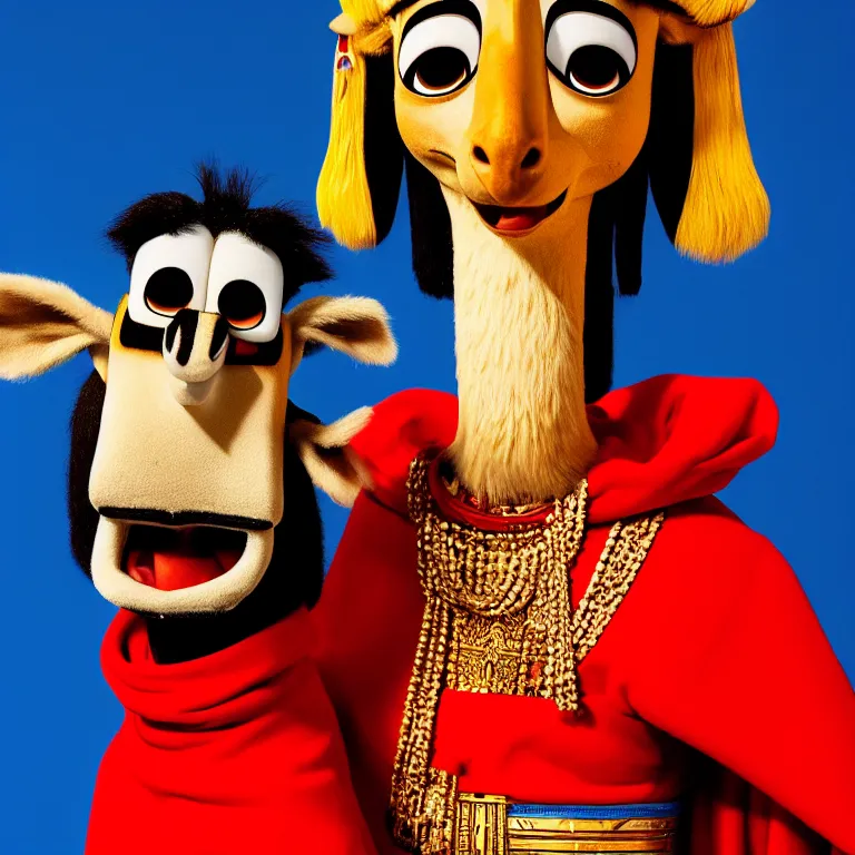 Image similar to A photo of Emperor Kuzco!!!!!!!!!!!!!!!!. Portrait by Terry Richardson. Wide angle. Low Light. 8K. UHD. Bokeh.