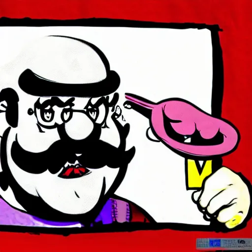 Prompt: wario in style of ralph steadman