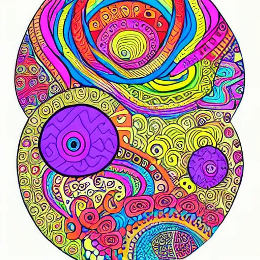 Image similar to colorful kerby rosanes style art, doodle, colorful doodles, artstation, dribbble, pinterest, very detailed, high resolution, white background