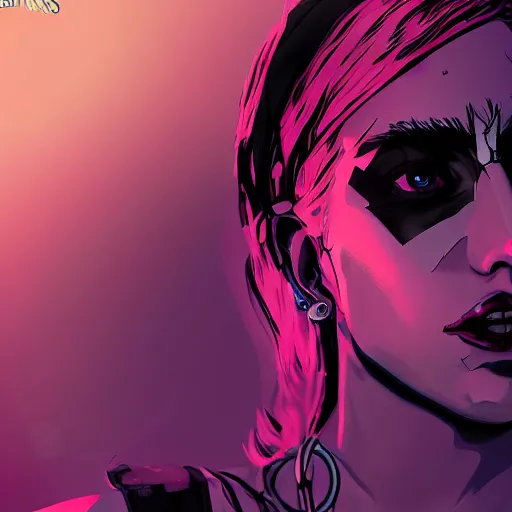 Prompt: lady gaga portrait, borderlands, tales from the borderlands, the wolf among us, comic, cinematic lighting, studio quality, 8 k
