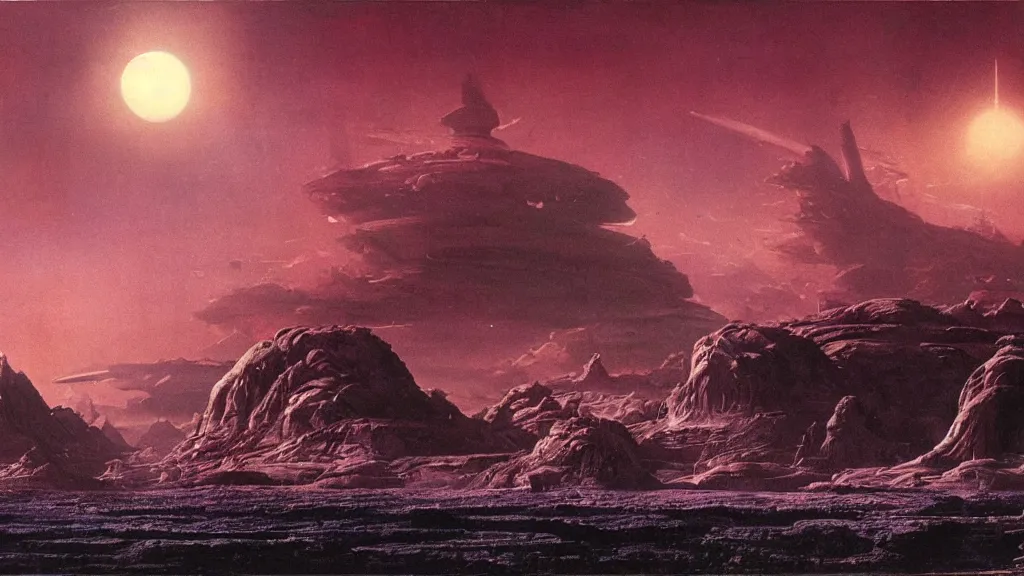 Image similar to alien planet, an empire in upheaval by arthur haas and bruce pennington, cinematic matte painting