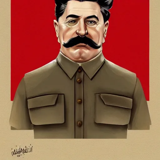 Image similar to detailed portrait of iosif stalin in a slip shirt full body, huperrelostic, 8 k tranding artstation, digital concept, diselpank art, sharp focus, caricature illustration, art by artgerm and greg rutkowskii