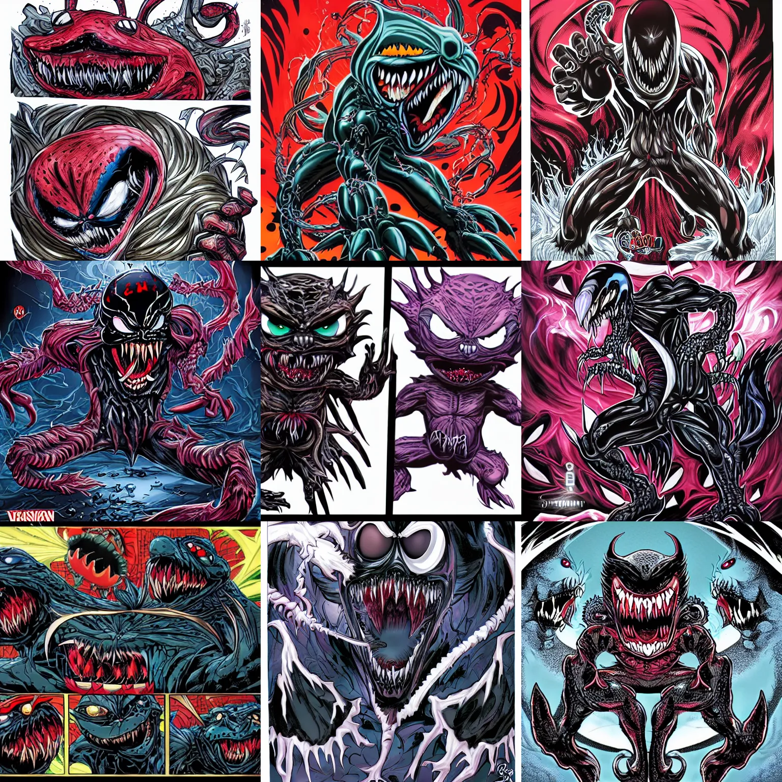 Prompt: venomized elmo, venom, nightmarish, intricate