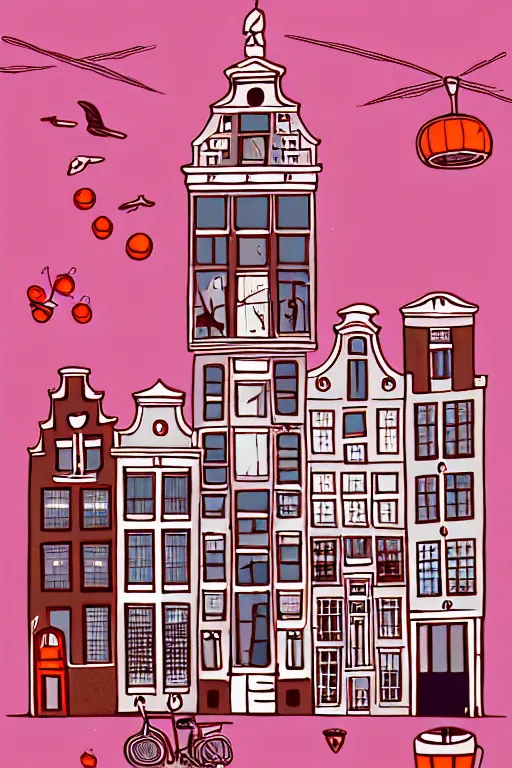 Prompt: amsterdam, illustration, in the style of katinka reinke
