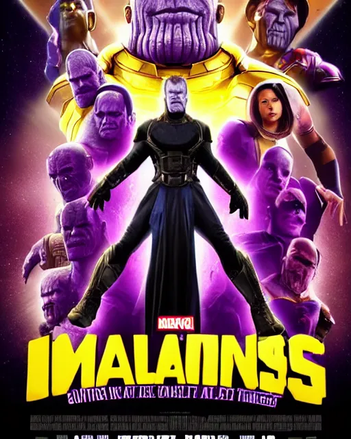 Prompt: a movie where Thanos is helping people, movie poster