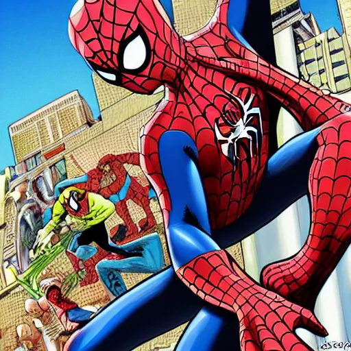 Prompt: Spiderman in one piece, detailed