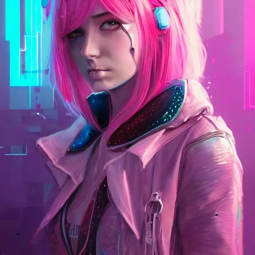 Image similar to teen elf, cyberpunk, pink hair, gorgeous, amazing, elegant, intricate, highly detailed, digital painting, artstation, concept art, sharp focus, illustration, art by ross tran