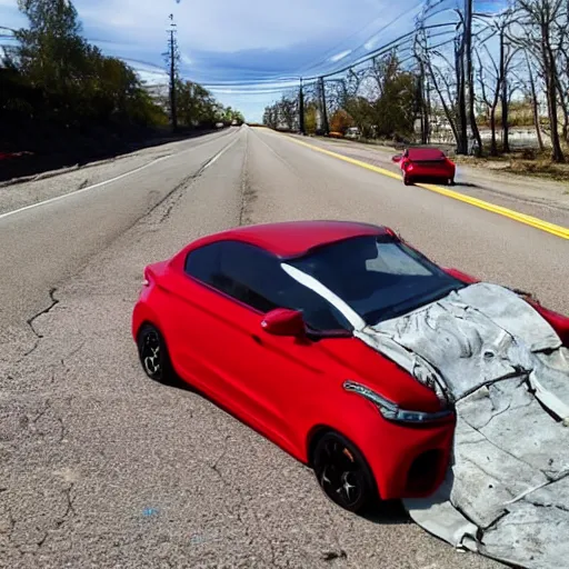 Image similar to red car kills human