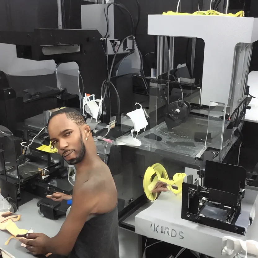 Image similar to a 3 d printer printing kendrick lamars head